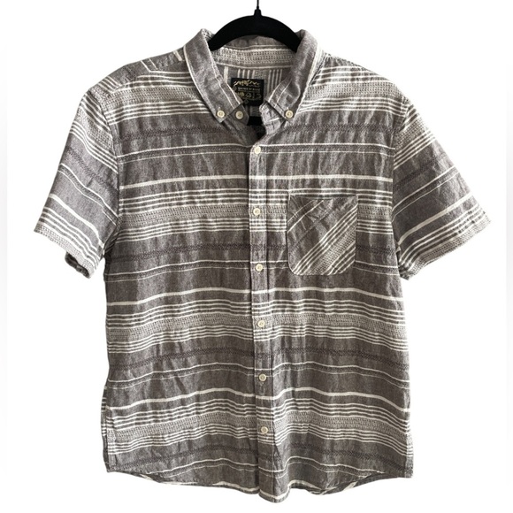 United By Blue Men’s Button Down Shirt L Organic Cotton Linen Casual Tee Stripe - Picture 1 of 9